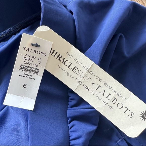 Miraclesuit Talbots Navy Blue Skirt Size 6 Brief Lined Swim Bottom Slit UPF NEW - Picture 4 of 9